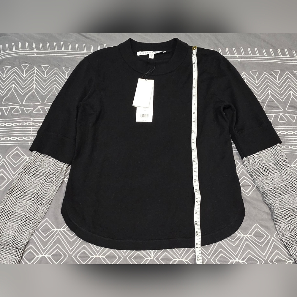 Veronica Beard Roscoe Mixed Media Sweater In Multi Black Size XS - Picture 4 of 8